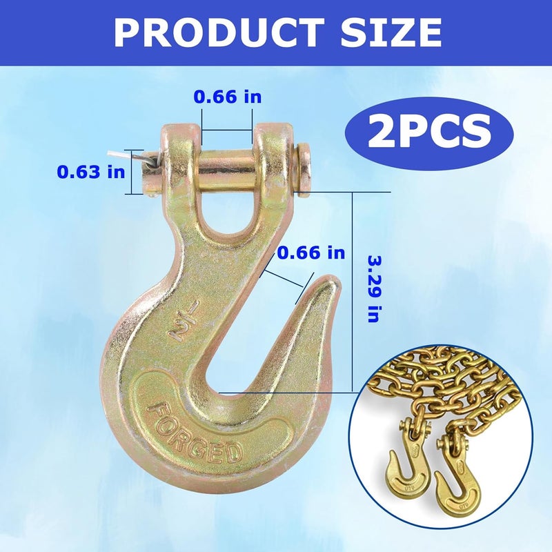 ALISWAT 2 Pack 1/2" Chain Hook, Grade 70 Forged Steel Clevis Grab Hook for 1/2 Inch Transport Chain, Heavy Duty Tow Hook 12000 Lbs Working Load Limit for Trailer Truck Transport, Safety Chain Hooks - Image 2